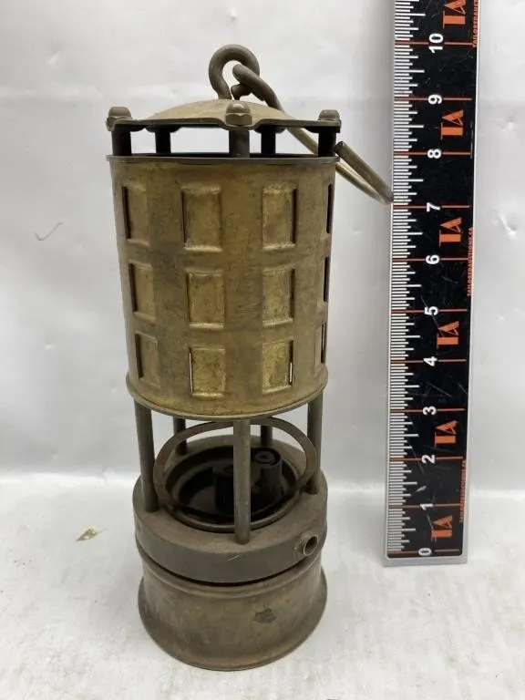 Vintage Brass Miner's Safety Lamp