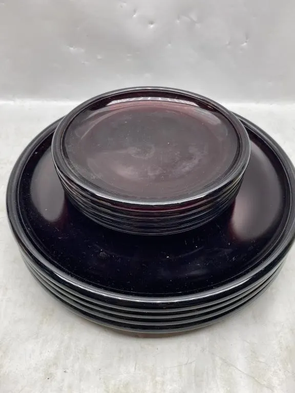 Amethyst Glass Plates and Dessert Plates Set