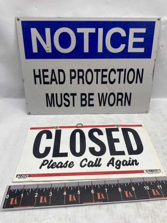 Notice, Closed & Open Metal Signs Lot