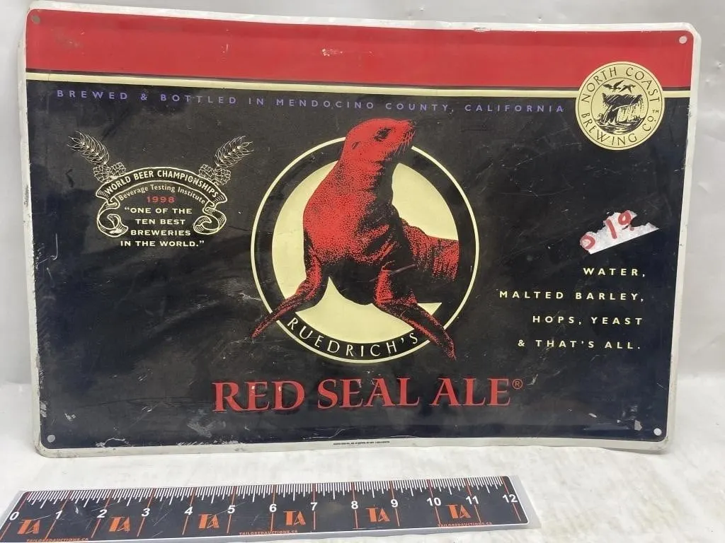 North Coast Red Seal Ale Embossed Tin Sign