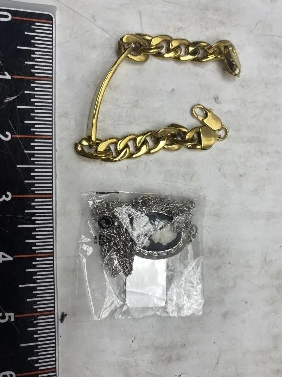 Gold-Tone Curb Bracelet & Cameo Necklace