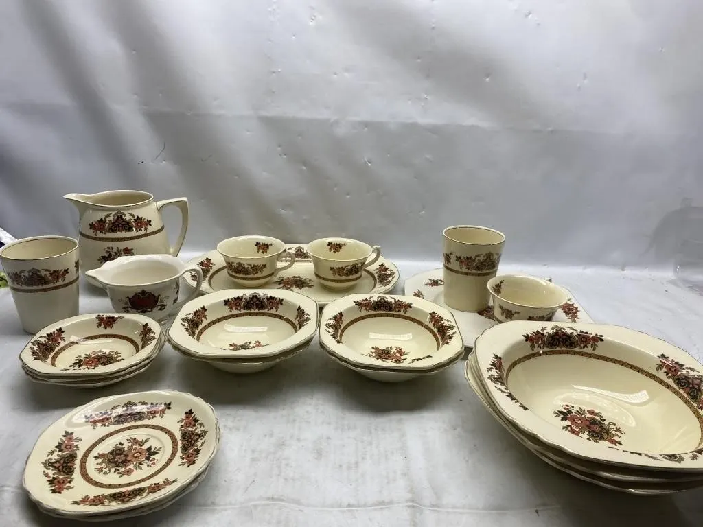 Wedgwood Frontenac china set: plates, bowls, cups,