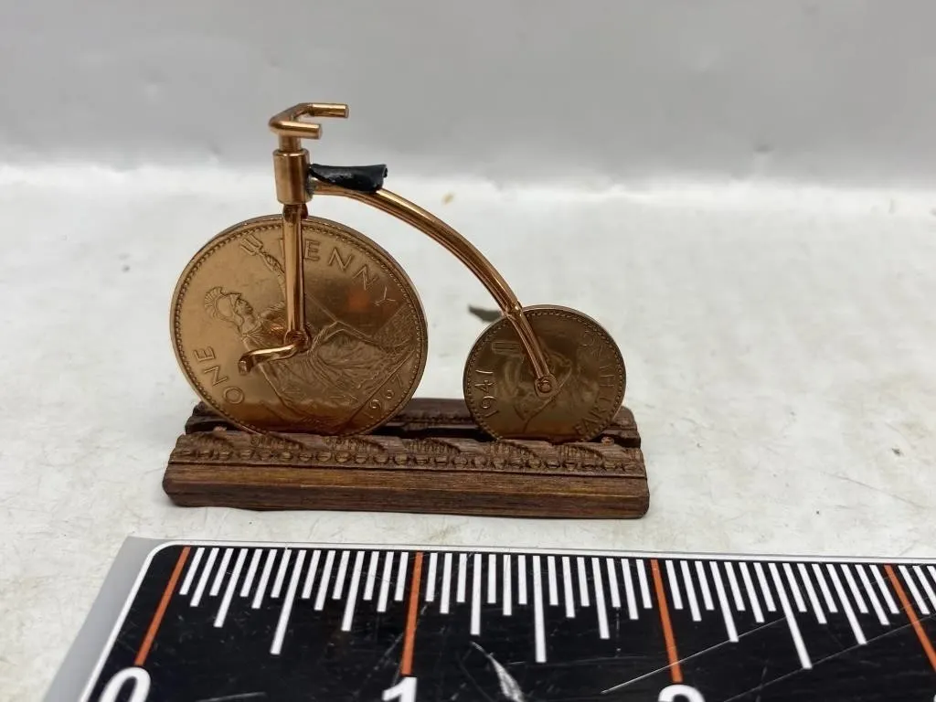 Vintage Toy Penny Farthing Bicycle + Stand