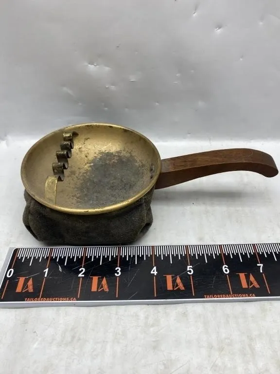 Brass Butter/Curd Cutter Pan with Wood Handle &