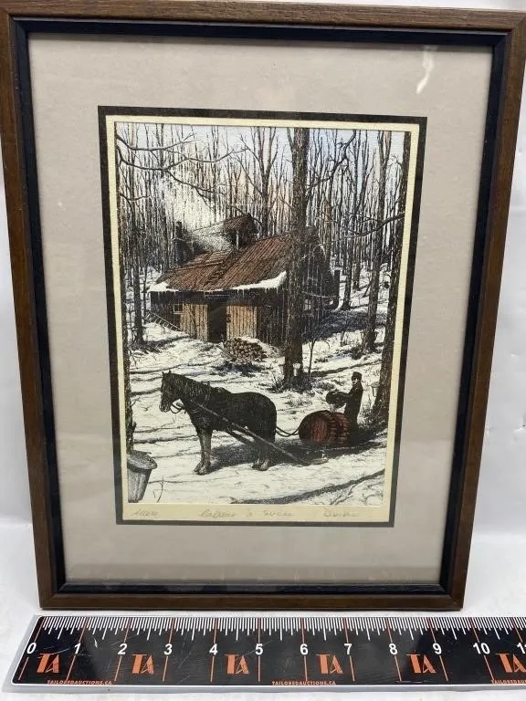 Framed Cabane à Sucre Winter Print, Signed