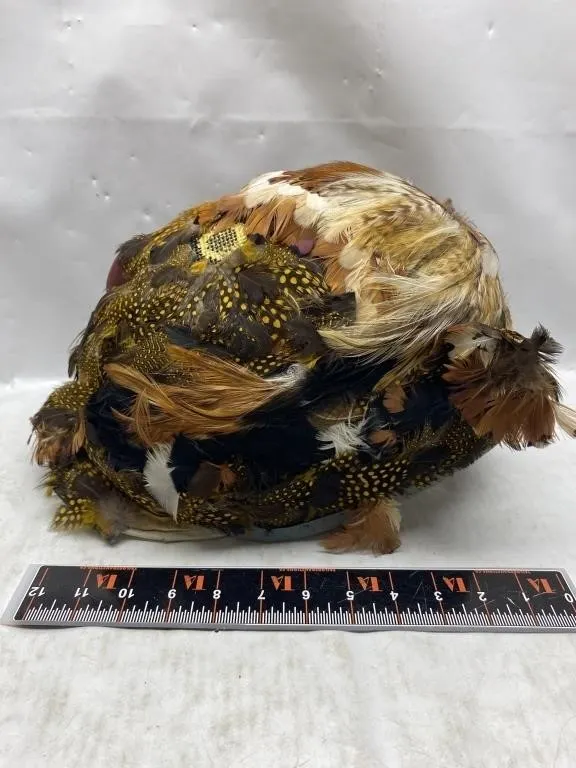 Vintage Feather-Covered Helmet/Hat