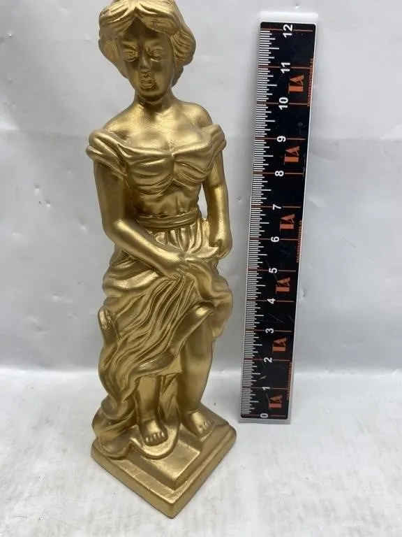 Gold-Tone Classical Woman Figural Statue
