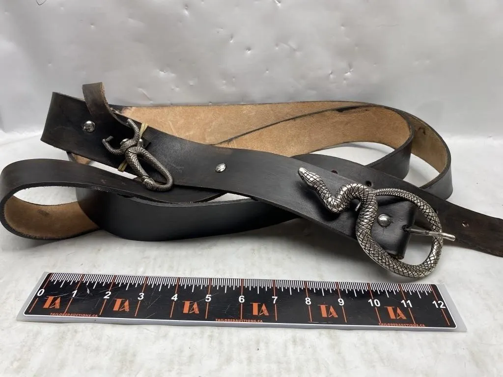 Snake Buckle Belt & Porcelain Lot: Horses, Figural