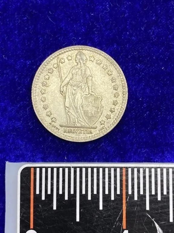 Swiss 1/2 Franc and 2 Franc 1958 silver coins