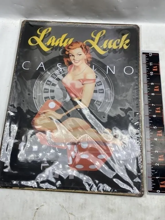 Lady Luck Casino Tin Sign
