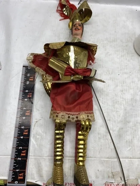 Vintage Marionette Puppet - Knight with Brass