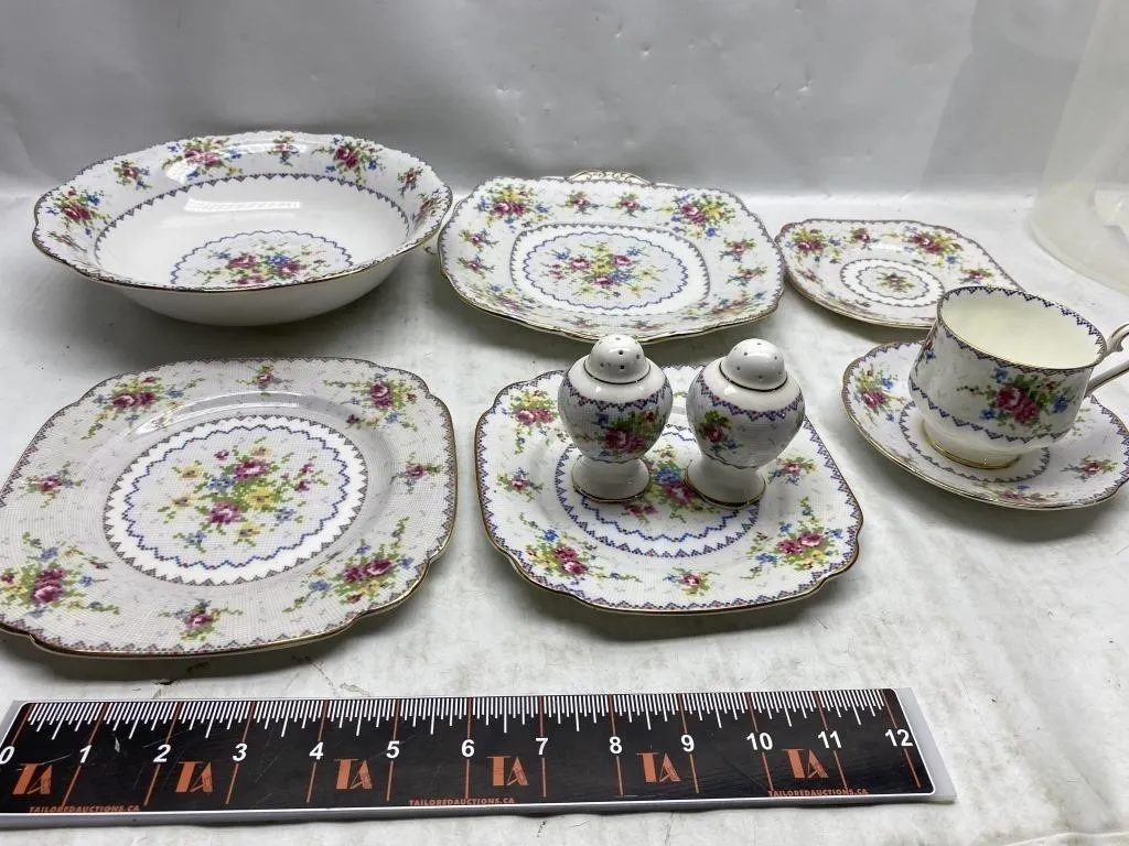 Floral Chintz China Set w/ Salt & Pepper