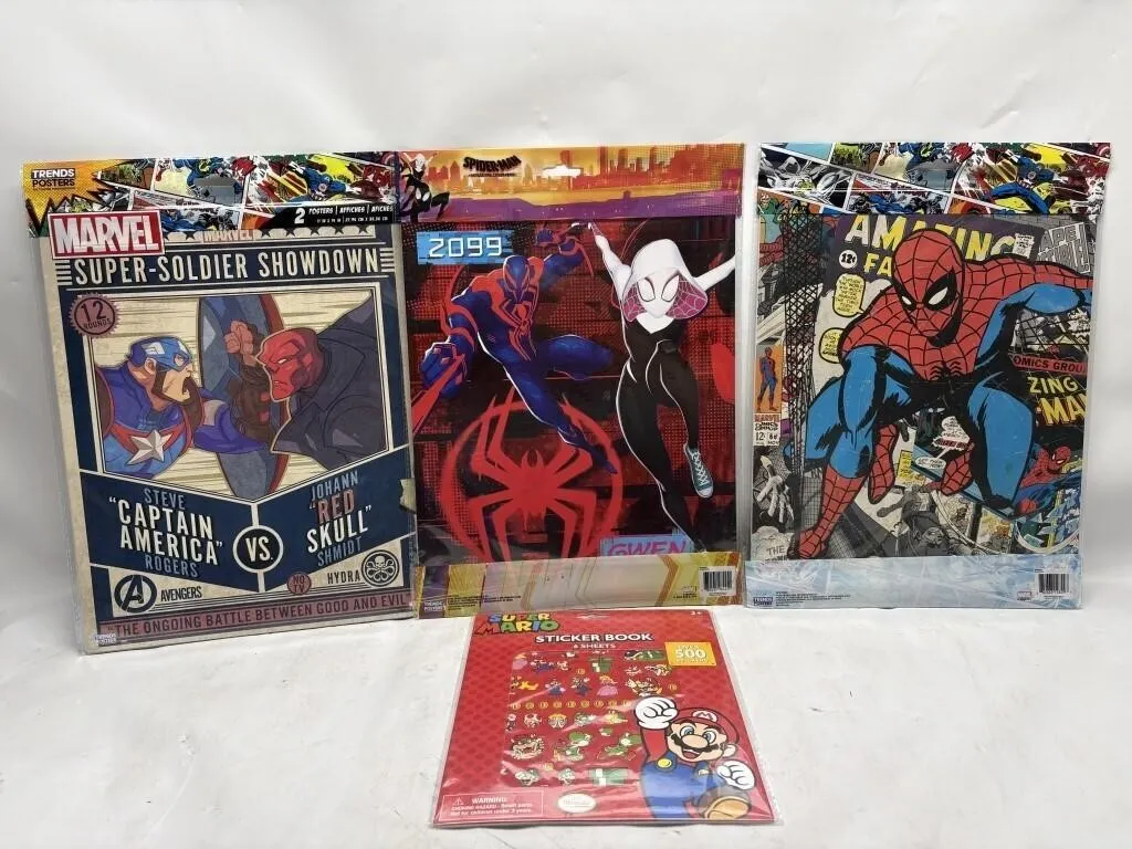 Marvel & Super Mario Poster/Sticker Set (4 items)