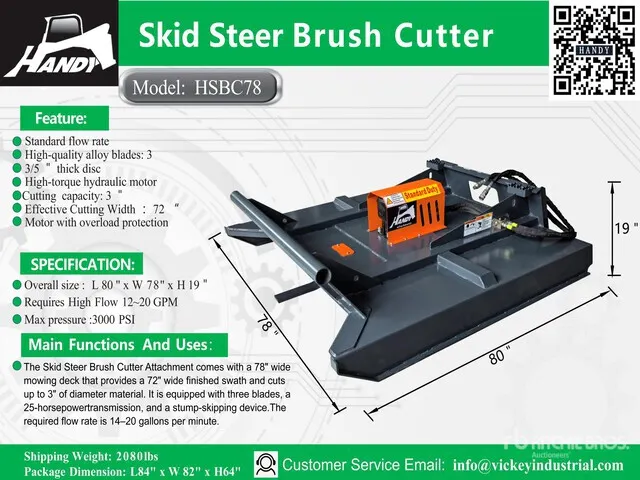 2026 Handy HSBC78 78 in Skid Steer Brush Cutter (Unused)