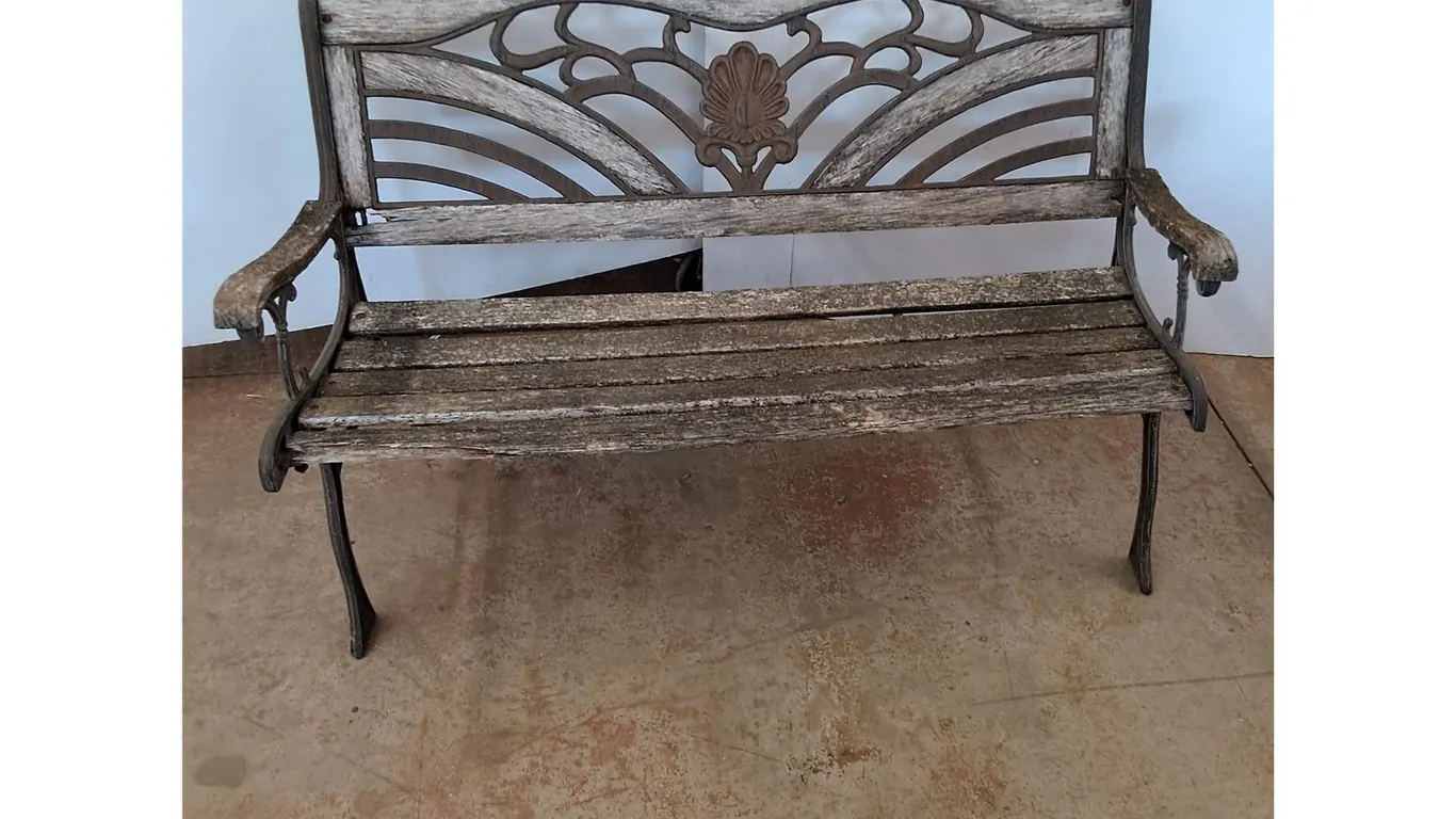 ** Wooden & Metal Outdoor Bench - 50x31x22" - As Is - Cannot Ship