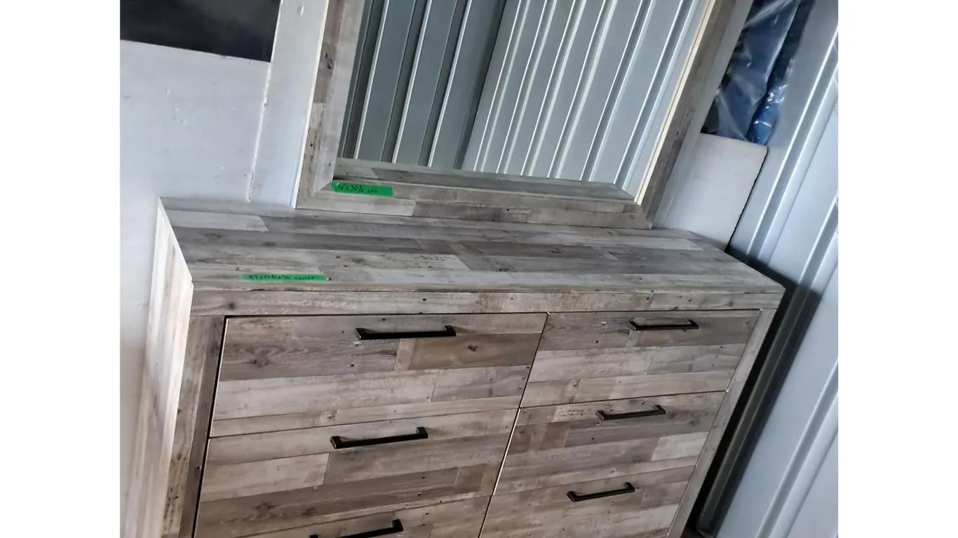 ***Wood Grain Style Dresser with Mirror - Can't Ship