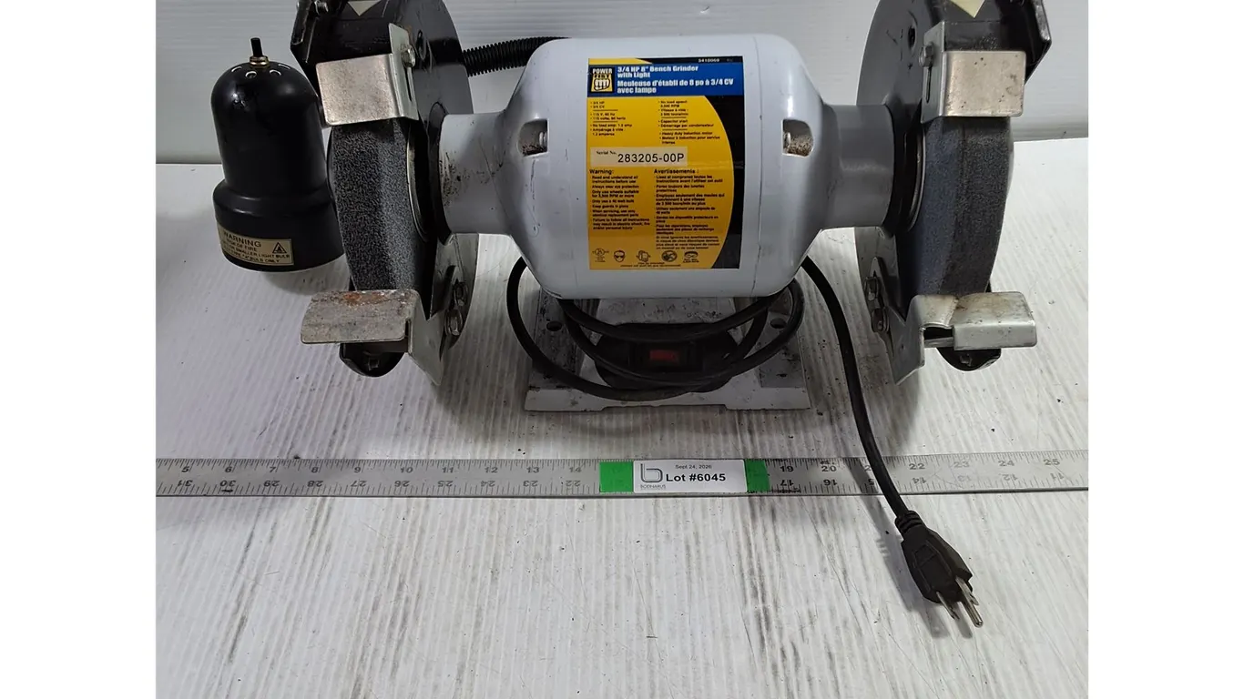 Power Fist 3/4 HP 8" Bech Grinder with Light-powers on, Pickup Only