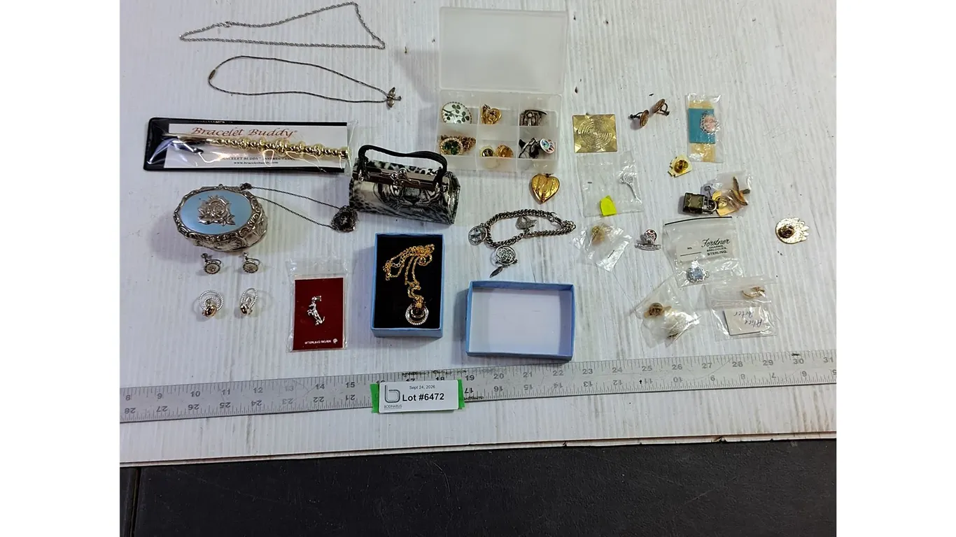 Assorted Jewelry, Sterling Silver Charm, Bracelets, Clips, Pins, Necklaces, Misc
