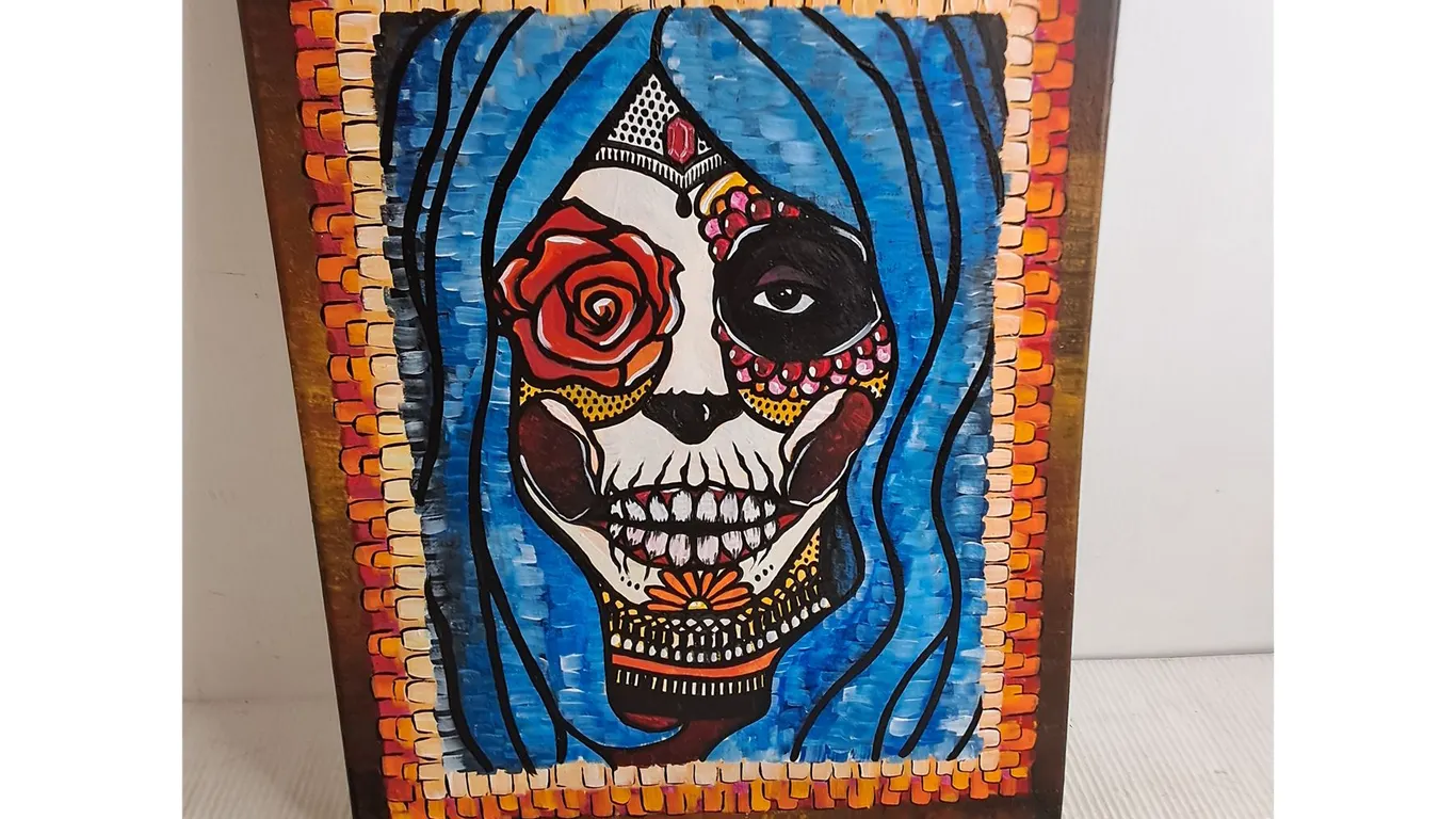 Canvas Mexican Skull Wall Art - 16" x 20"