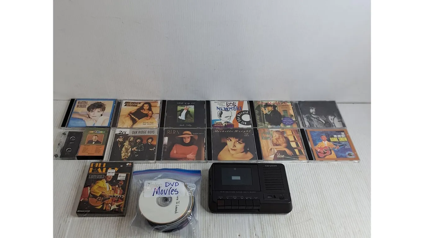 Assorted CD's, DVD Movies - Dubbed, Genexxa Tape Player, Cassettes