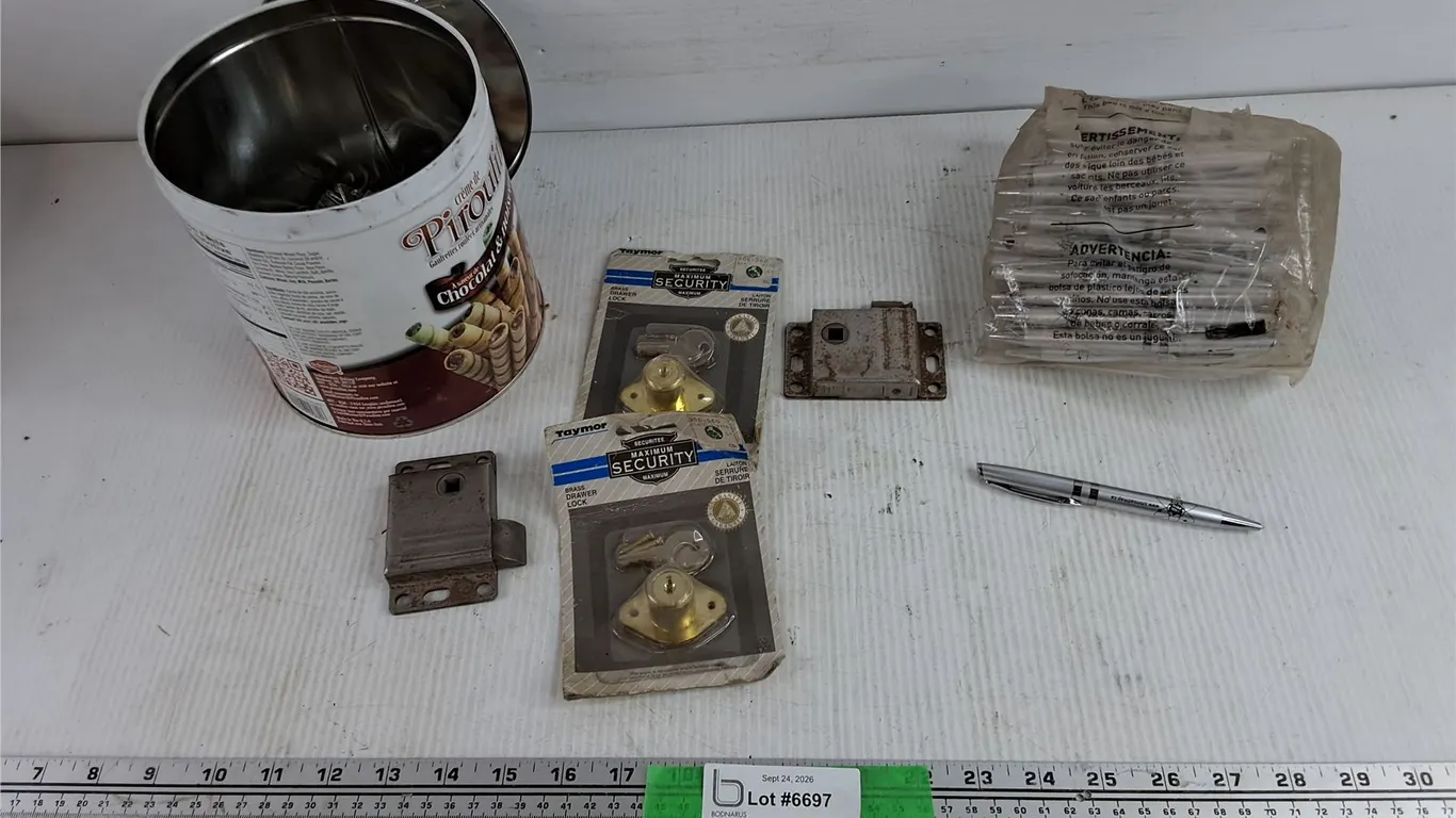 Assorted Lock Hardware & Pens