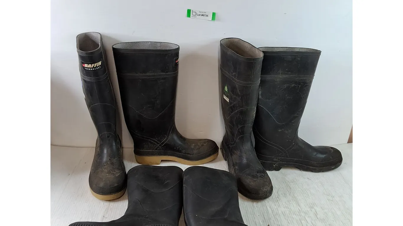 (2) Pairs of Rain Boots, Baffin Tech Size 9, Unknown Size 6 As-Is, SA Size 10 As-Is