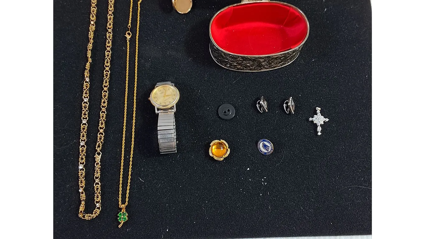 Assorted Jewelry - Casio Watch, 18KGP Necklace, Earrings, Storage Case, Misc