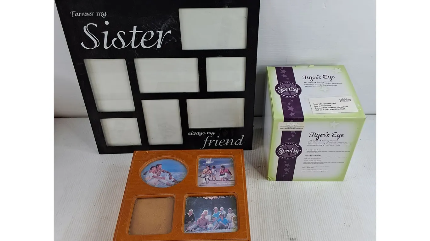 Wall Picture Frame, Wooden Storage Box & Tigers Eye Scentsy Warmer