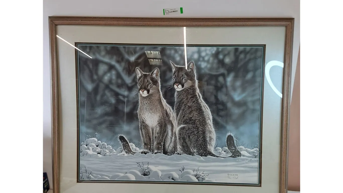 *R. Fehr "The Deer Watchers" Painting Print 44/500, 40" x 32" No Shipping