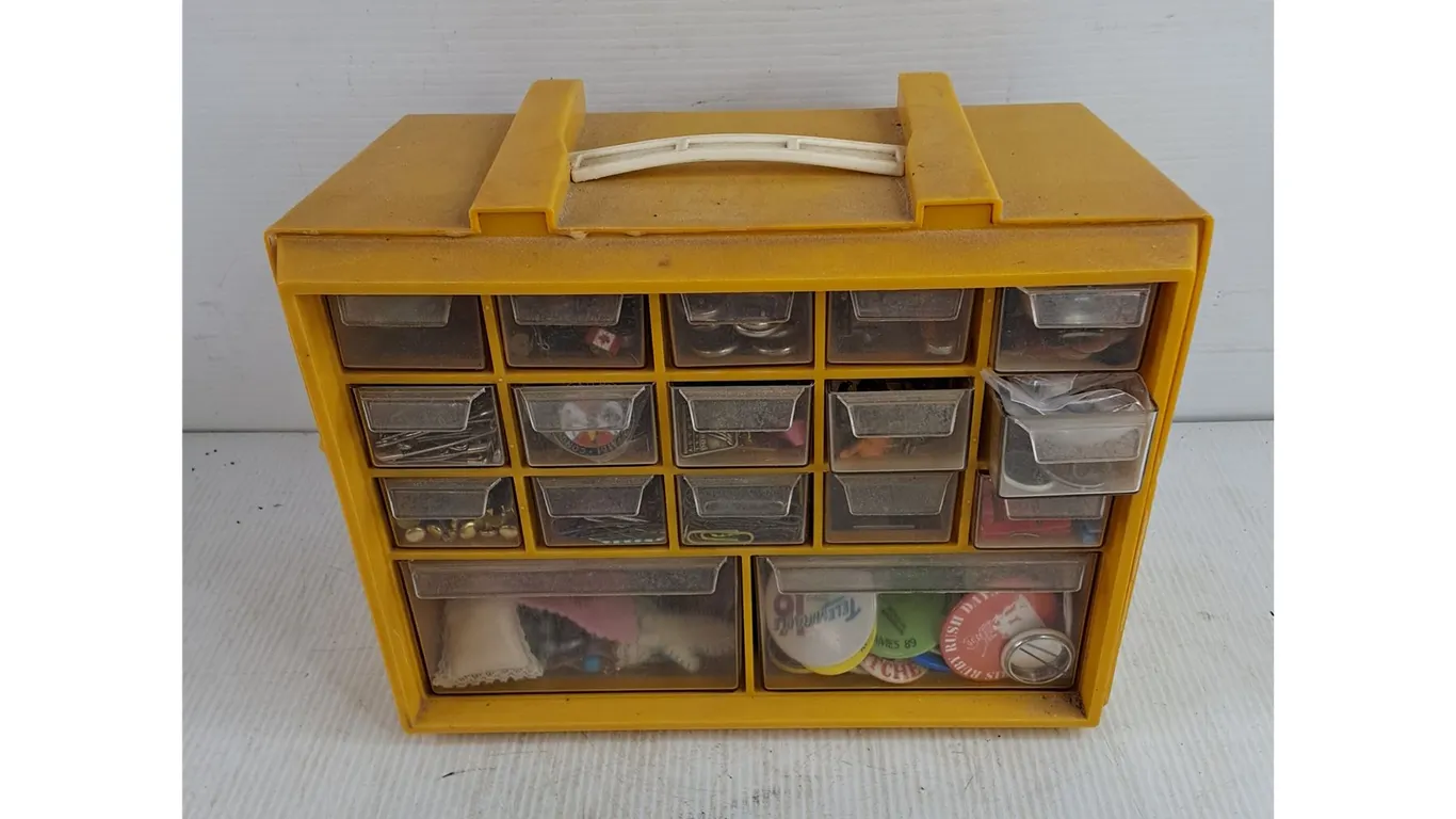 Hardware Organizer, Lapel Pins, Pocket Knives, Keychains, Misc