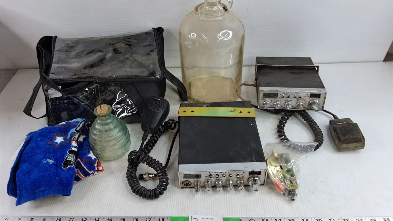 Cobra Radios, Glass Jug, Small Towel, Bag, Glass Bottle