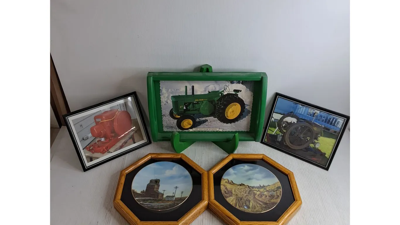 John Deere Platter, Old Machinery Pictures & Decorative Plates - Framed