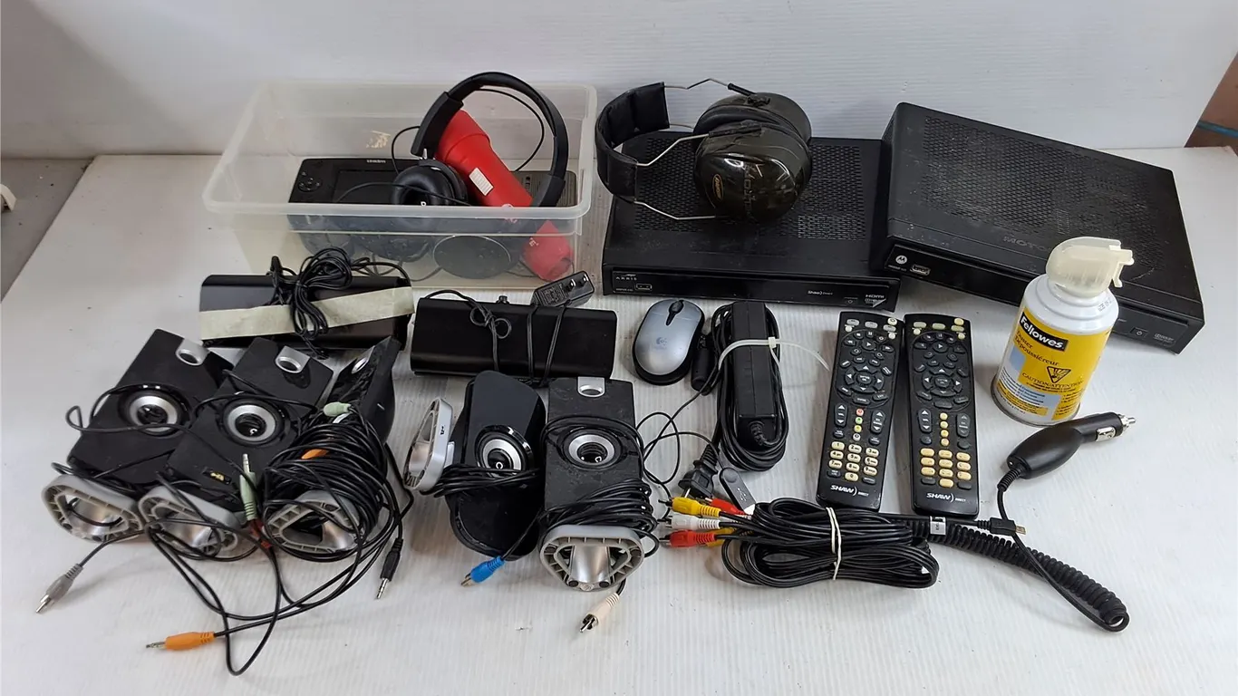 Speakers, Remotes, Headphones, Duster, TV Receivers, Computer Mouse