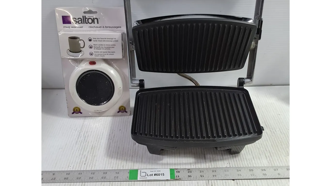 Stainless Steel Electric Panini/Sandwich Maker, Salton Mug Warmer (NIB)