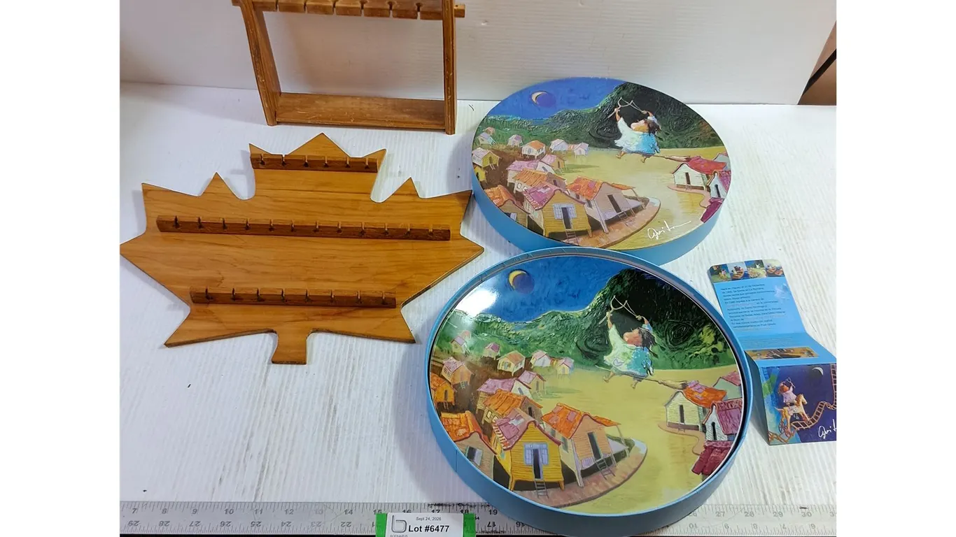 (2) Souvenir Spoon Racks, Collectors Plate