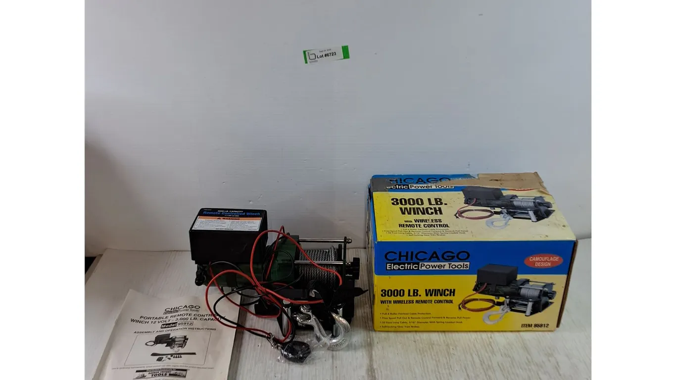 Chicago Electric Power Tools 3000lb Winch with Wireless Control Untested As-Is, Pickup Only