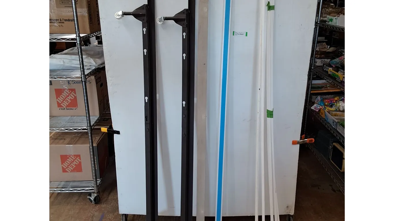 * Metal Bed Frame Side Rails, Wooden Piece, White Trim (95") - Cannot Ship