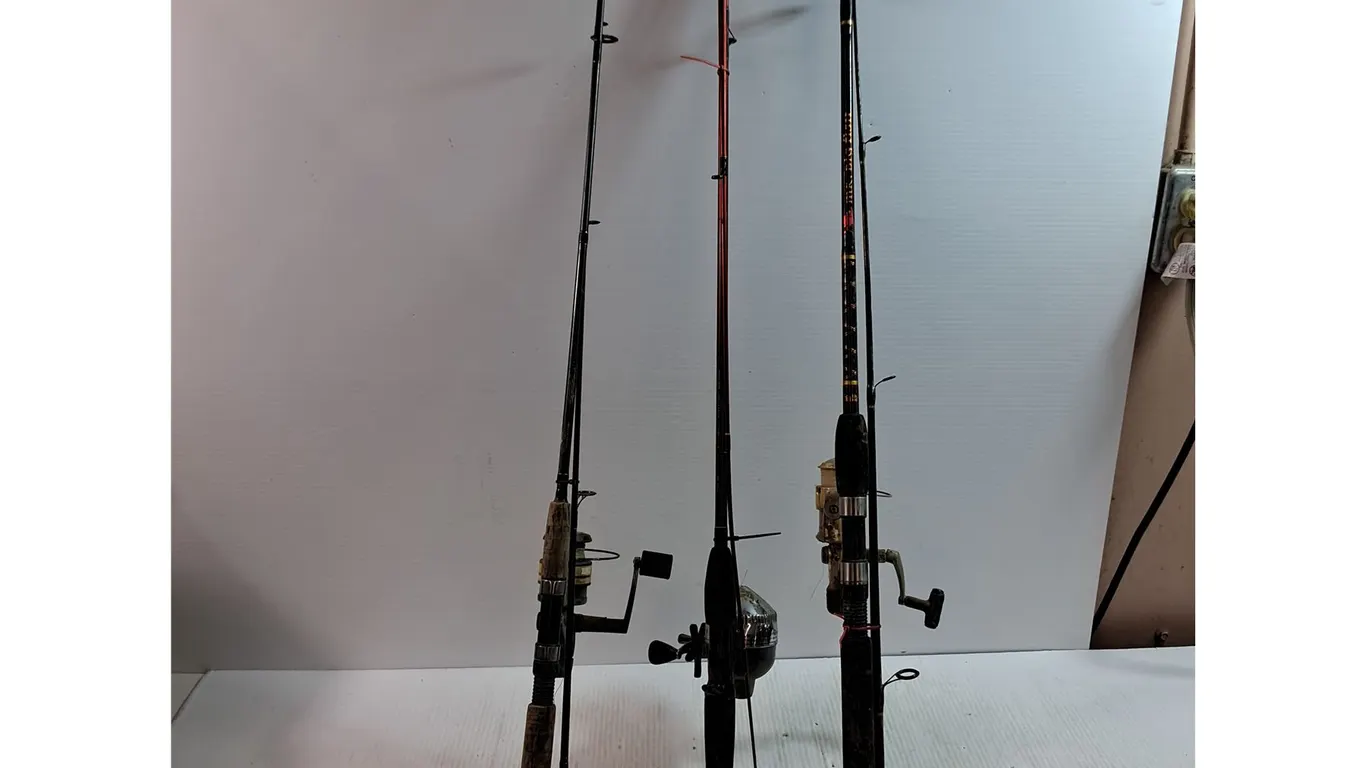 (3) Fishing Rod & Reel Combos - Shakespeare, Shimano, Zebco - As Is, Pickup Only