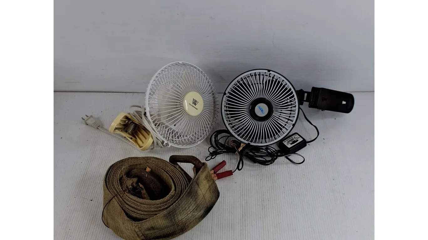 Clip On Electric Fans - Powers On, As Is, Cargo Strap
