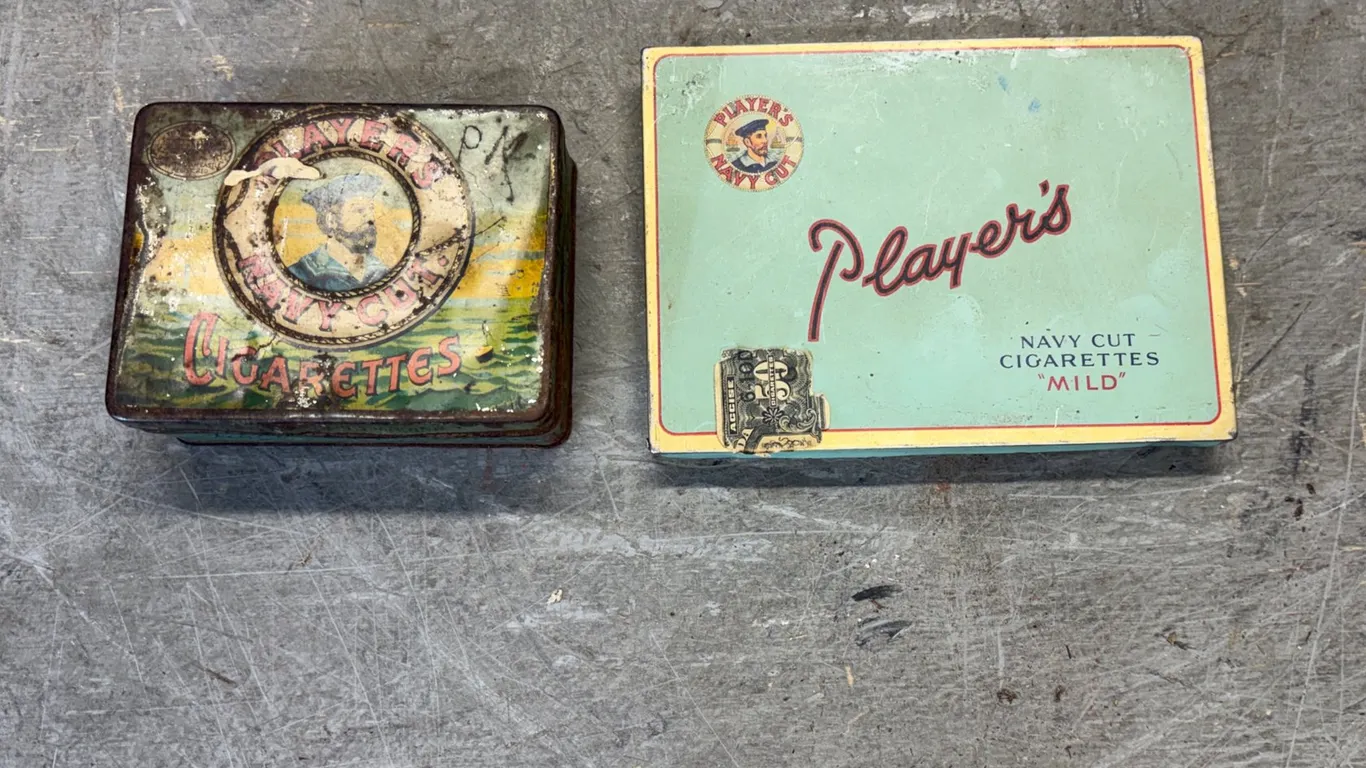 (2) Antique Players Navy Cut Cigarettes Tins