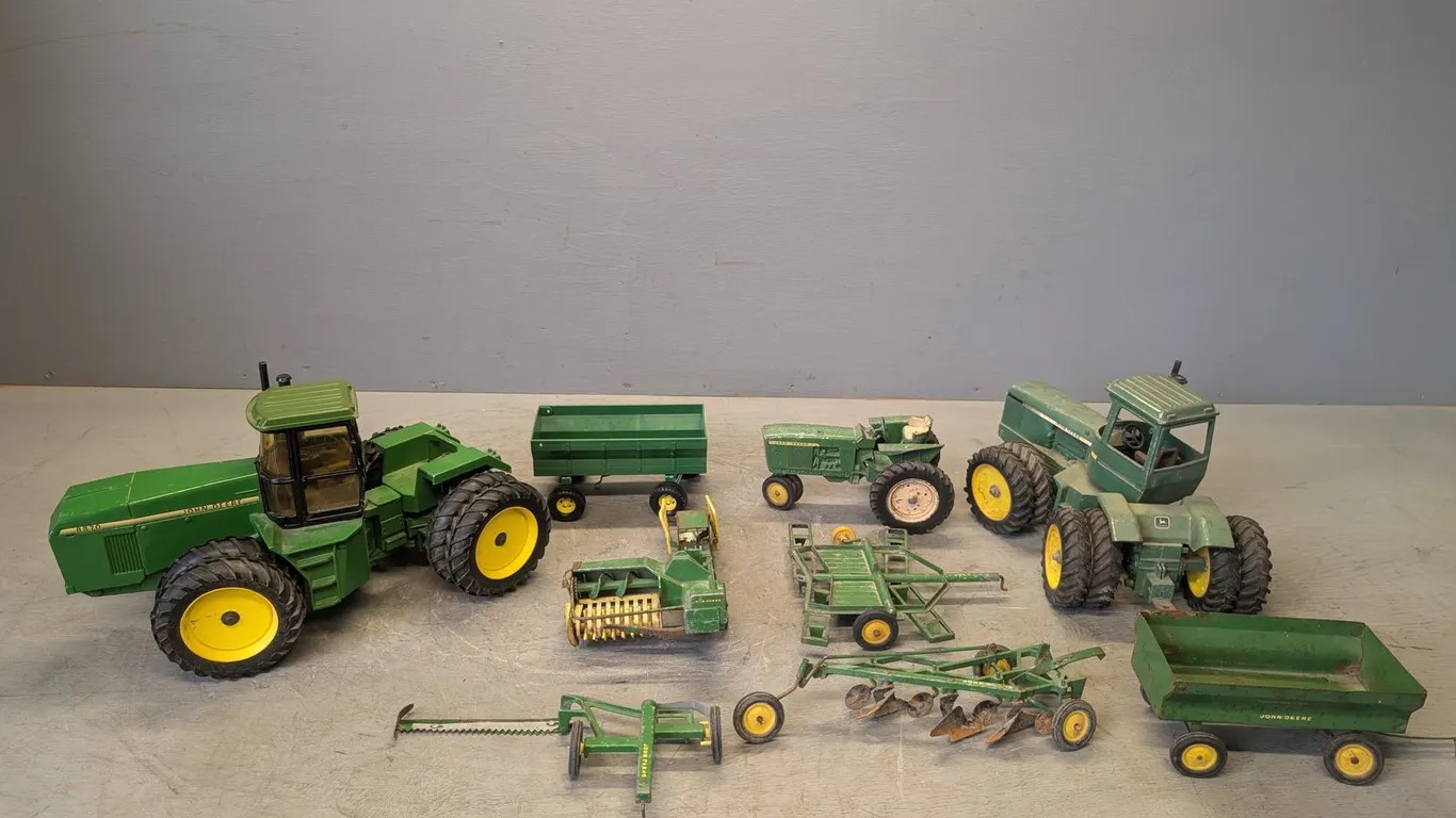 (9) Assorted Collectible John Deere Tractor Implements