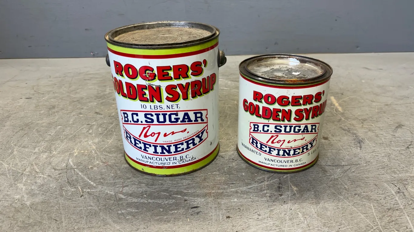 (2) Vintage Rogers Golden Syrup Tin Cans