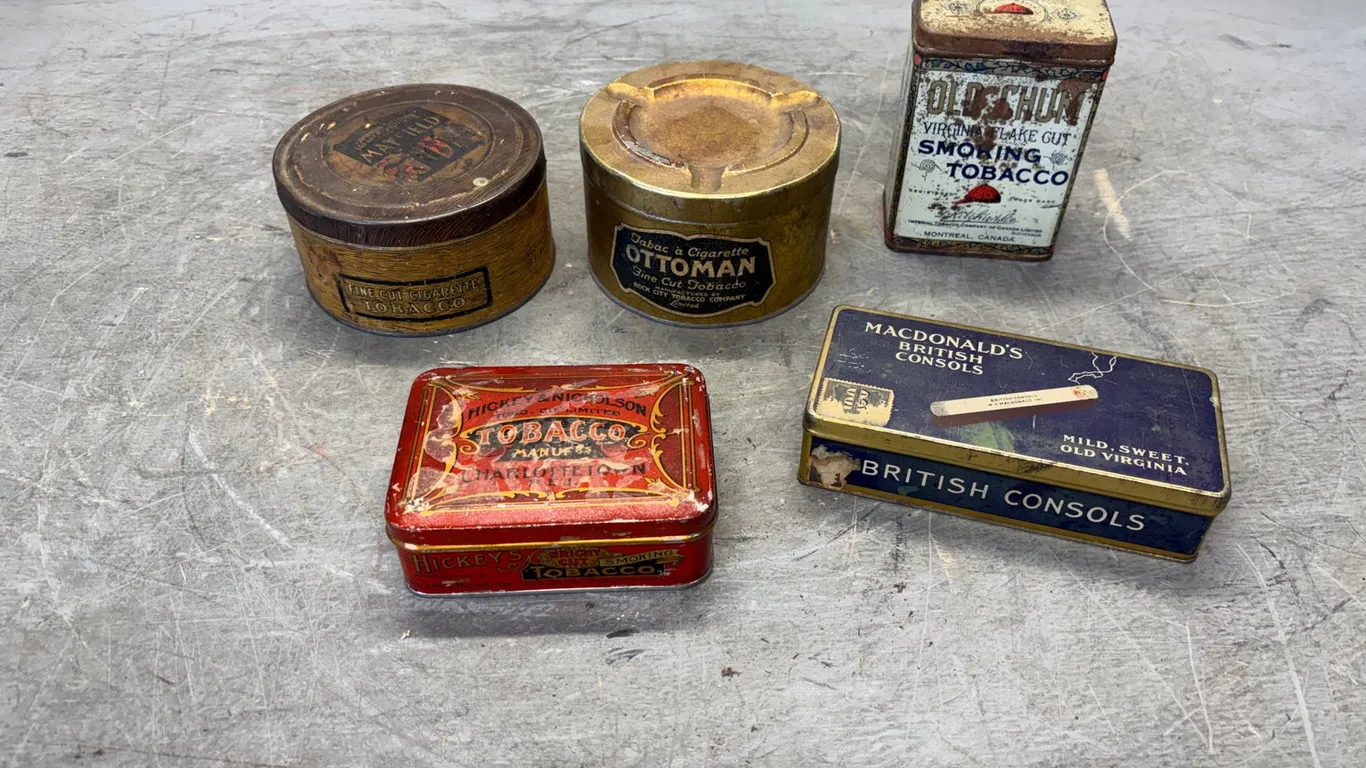 (5) Antique Tobacco Cans