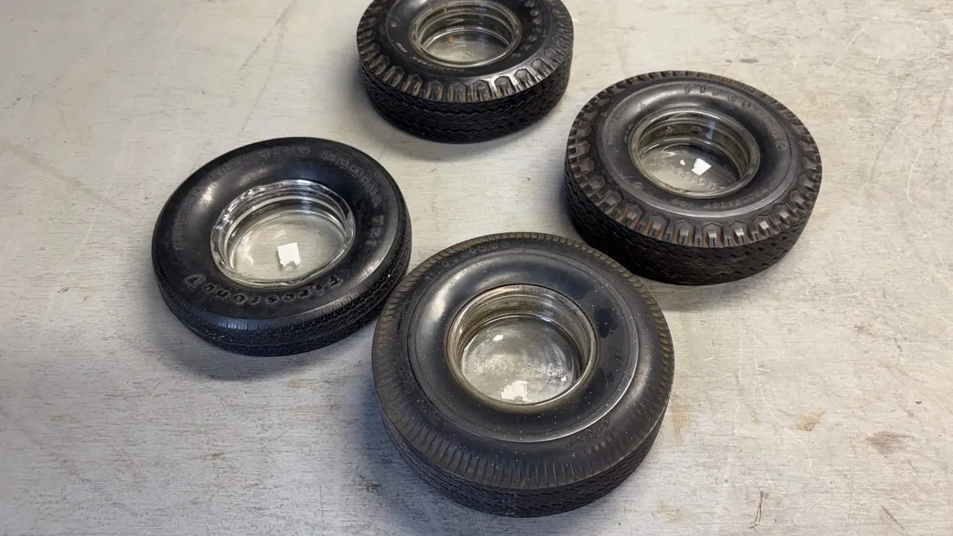 (4) Vintage Firestone Tire Ashtrays
