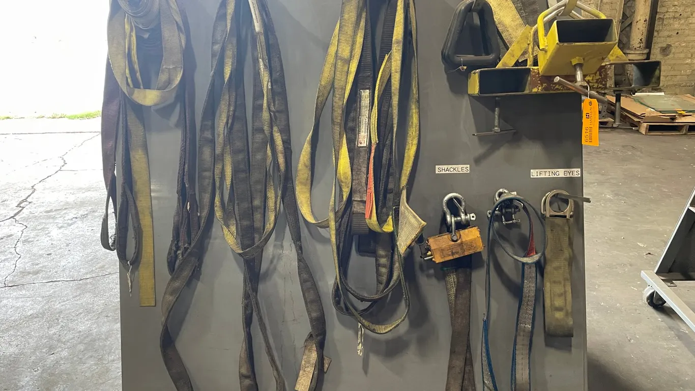 Various Lifting Slings and Fork Clamp Rigging Attachments