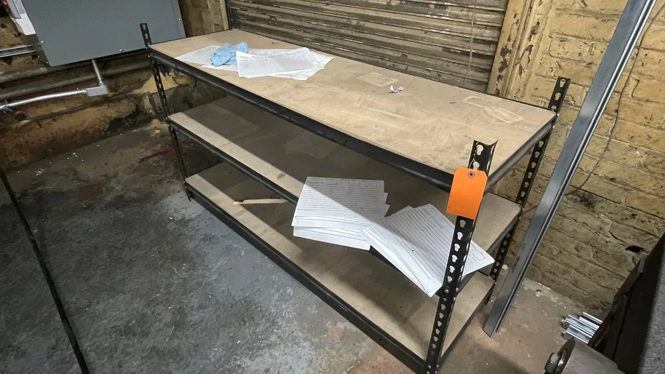 Metal Shelving Unit with Pressboard Tops