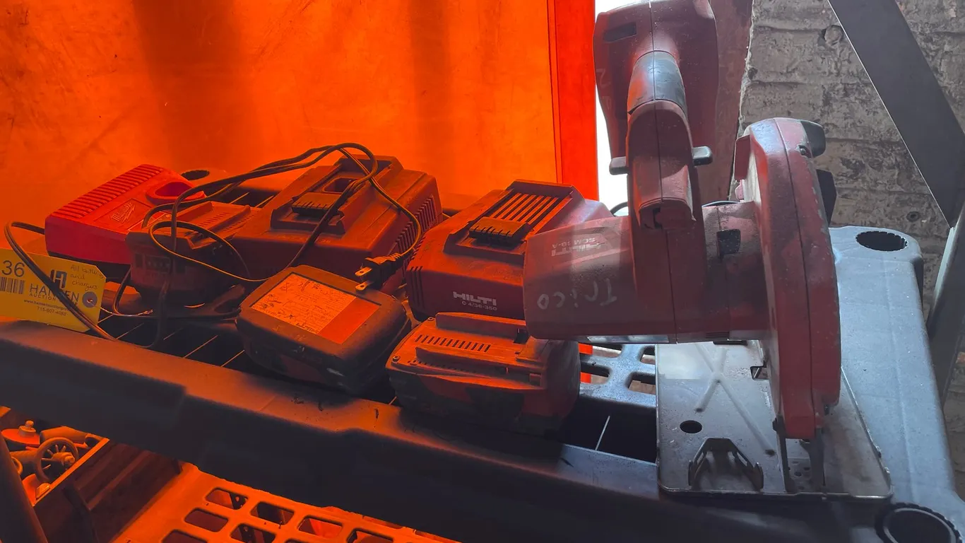 Hilti Chop Saw with Old Style Batteries and Chargers