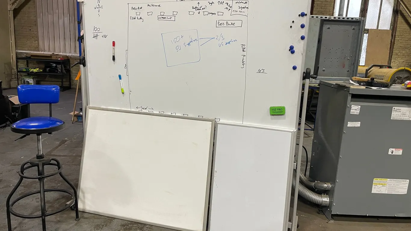 Rolling White Board, White Boards, and Adjustable Height Stool