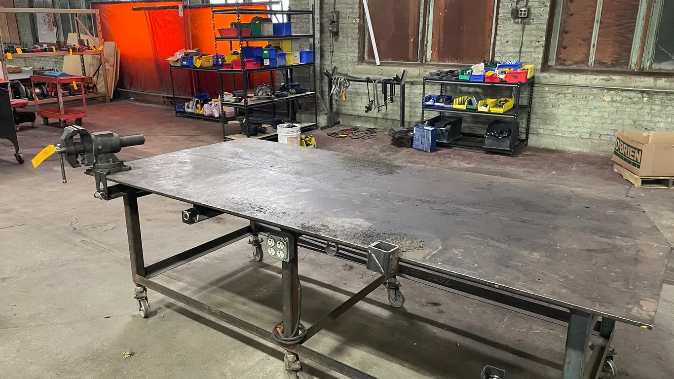 Shop Made Heavy Duty Steel Table with Bench Vise