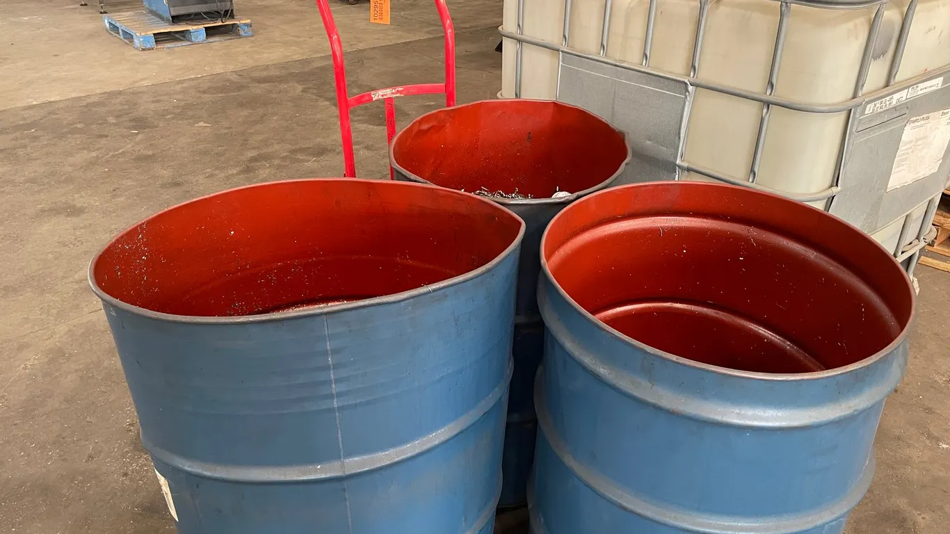 2-Wheel Dolly and (3) Scrap Bins with Metal Shavings